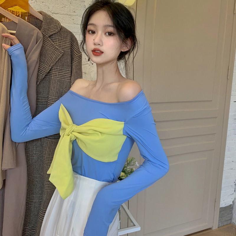 Áo thun tay dài dáng ôm thời trang phong cách Hàn Quốc dành cho nữ