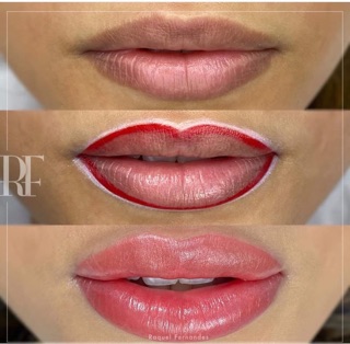 CHÌ MAKEUP MÀU TRẮNG VÀ ĐỎ VẼ MÔI