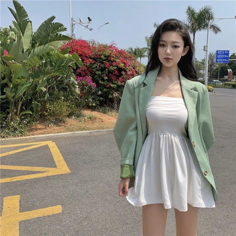Bộ Áo Liền Quần Ống Rộng Màu Trắng Eo Cao Thời Trang Mùa Hè Mới Phong Cách Phương Tây Cho Nữ