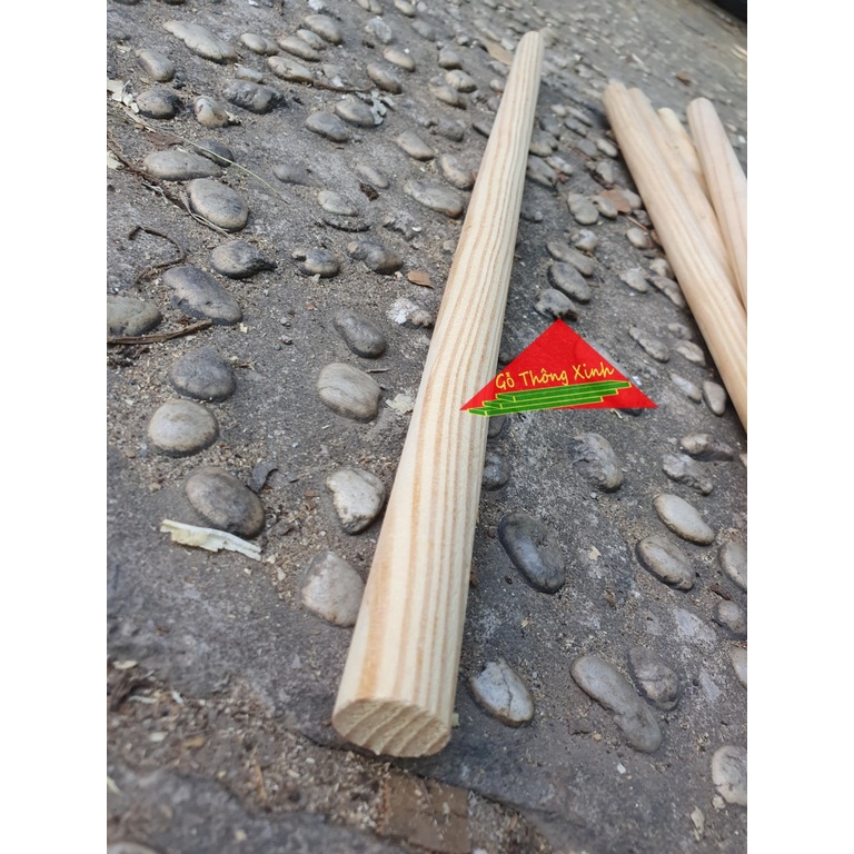 Thanh gỗ tròn phi 2cm dài 60cm bằng gỗ thông láng mịn đẹp phù hợp trang trí,cây treo quầ áo,chế cháo vật dụng trong nhà