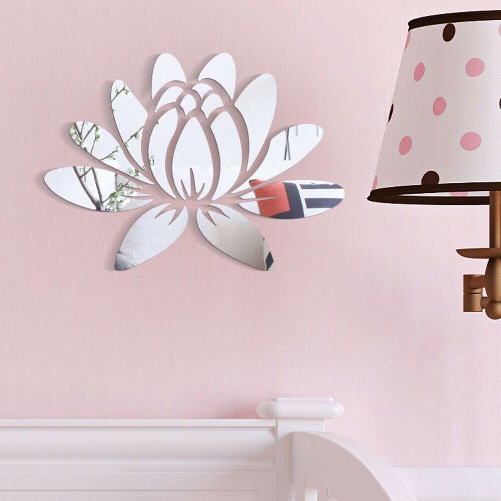 LONTIME Đề Can Acrylic Tráng Gương Hình Hoa Sen Nở Trang Trí Nhà Cửa