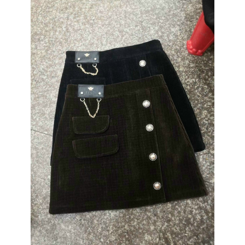 Chân Váy Nhung Dáng Chữ A 1 Túi_Xưởng May Quang Anh
