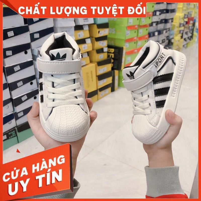 GIÀY THỂ THAO 3 SỌC CHO BÉ HÀNG QCCC DA MỀM SIZE 21-25 (có video)