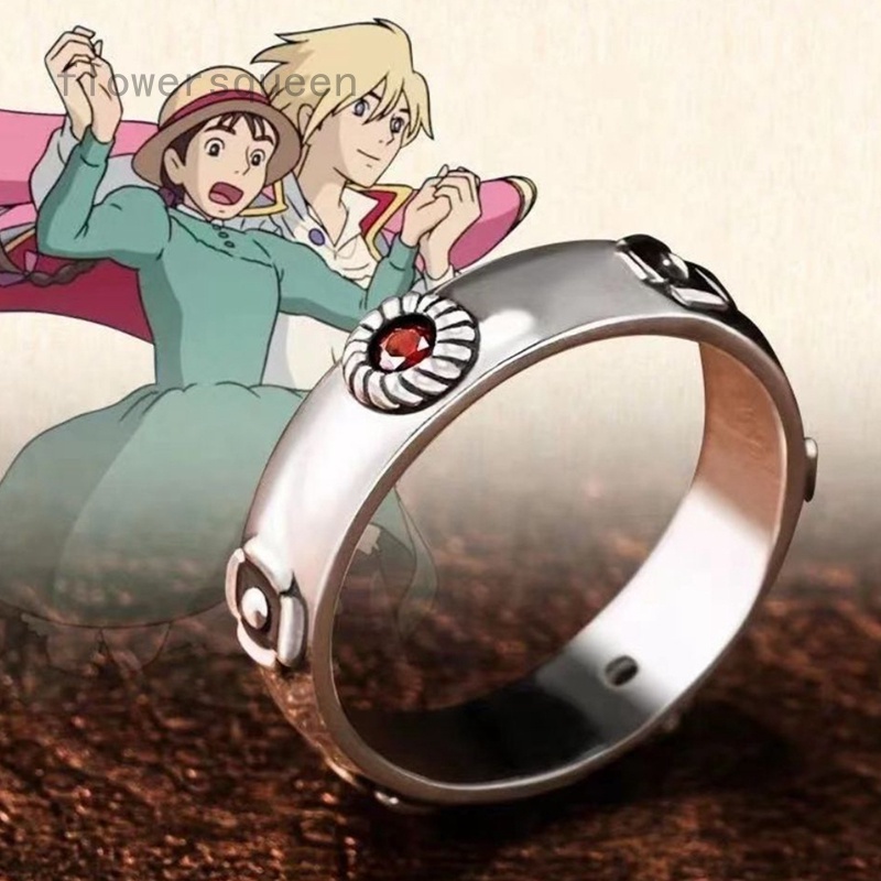 flowersqueen Nhẫn bạc phong cách Howl's Moving Castle cho nam nữ