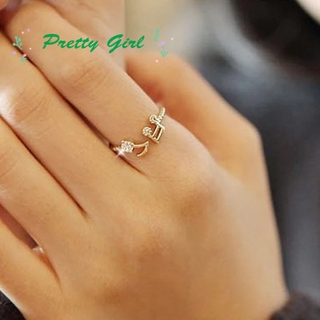 Nhẫn hở hình nốt nhạc đính đá xinh xắn
