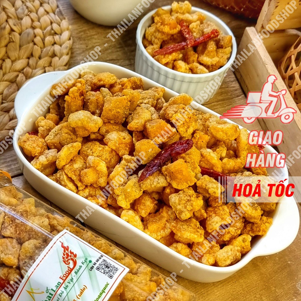 Tóp Mỡ Liền Da Xốc Muối Tỏi - Lon 250gr