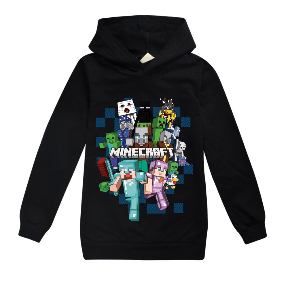 Áo Hoodie Tay Dài In Hình Game Minecraft Cho Bé Từ 4-15 Tuổi