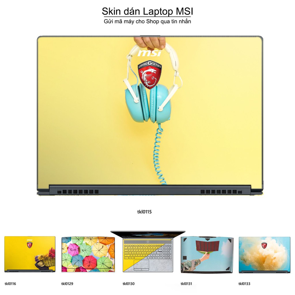 Skin dán Laptop MSI in hình thiết kế nhiều mẫu 3 (inbox mã máy cho Shop)