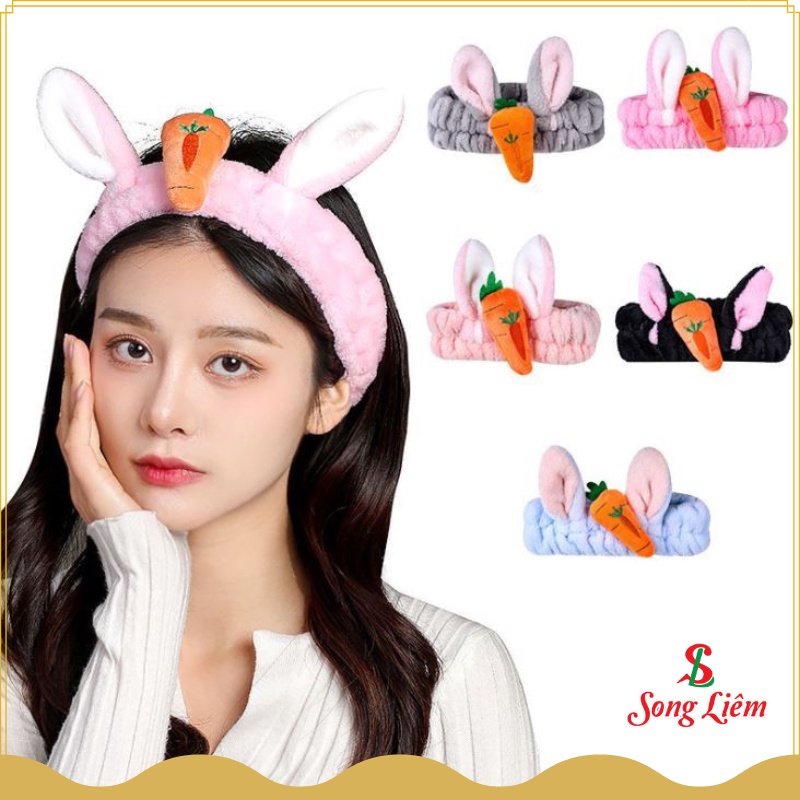 Băng đô rửa mặt tai thỏ, băng đô cài tóc sừng hươu dễ thương co giãn tiện dụng phong cách Hàn Quốc NPP Songliemshop