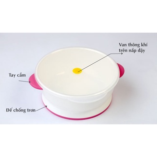 Bát ăn dặm Richell có nắp, đế chống trơn