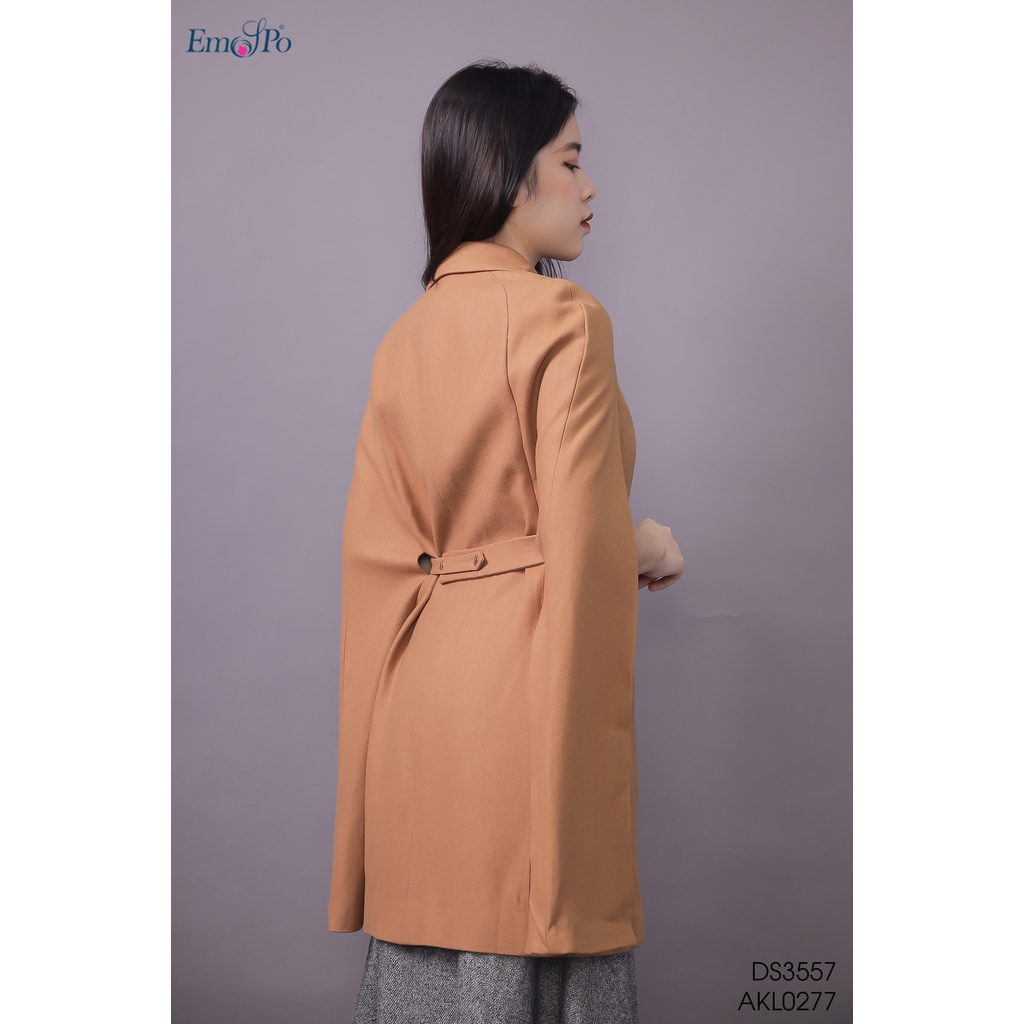 Áo khoác dáng dài Emspo, cổ bẻ ve, tay choàng, túi dọc, cài 1 cúc AKL0277
