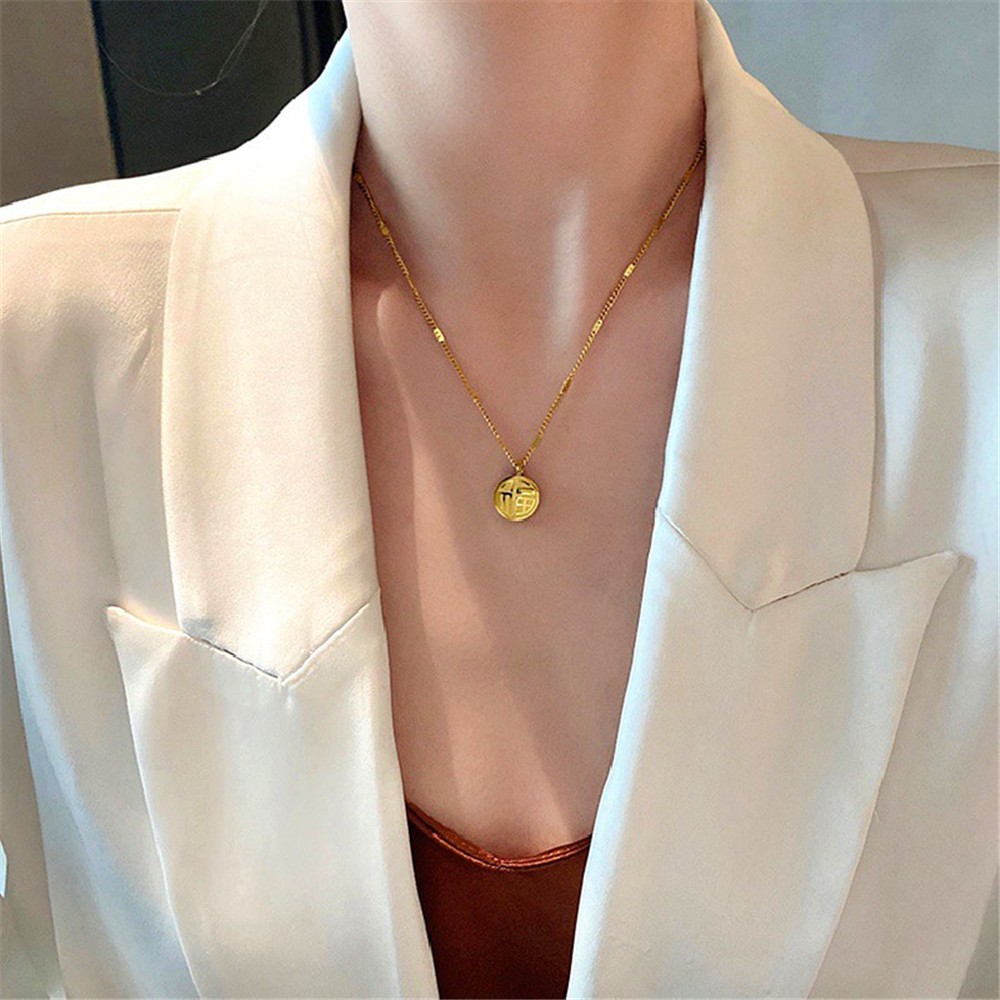 Vòng cổ mặt hình chữ FU phong cách Trung Hoa thời trang cho nữ