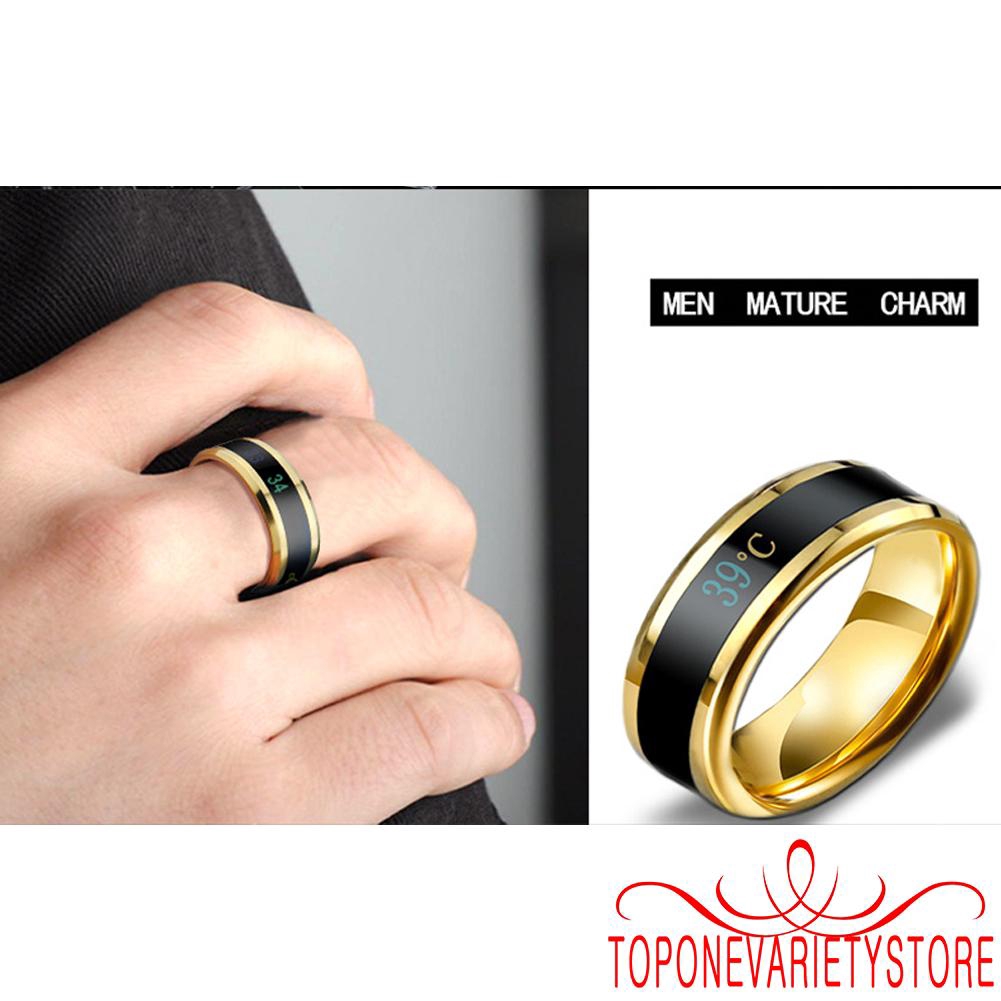 ❣TOP☞Smart Temperature Couple Ring Fashion New Mood Temperature Display Ring