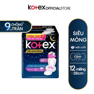 Băng vệ sinh Kotex Siêu Ban đêm 28cm dày cánh 12 miếng