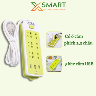 Ổ Cắm Điện 16 Lỗ Xanh 3 Cổng USB Tiện Dụng, Dùng Được 2 Chấu Và 3 Chấu Ổ Cắm Điện Đa Chức Năng Chống Giật