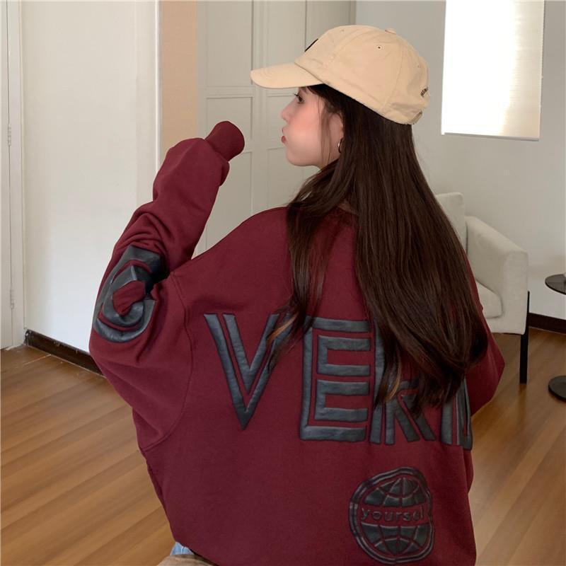 Áo Nỉ Nữ Dài Tay Cổ Tròn Form Rộng Thời Trang Hàn