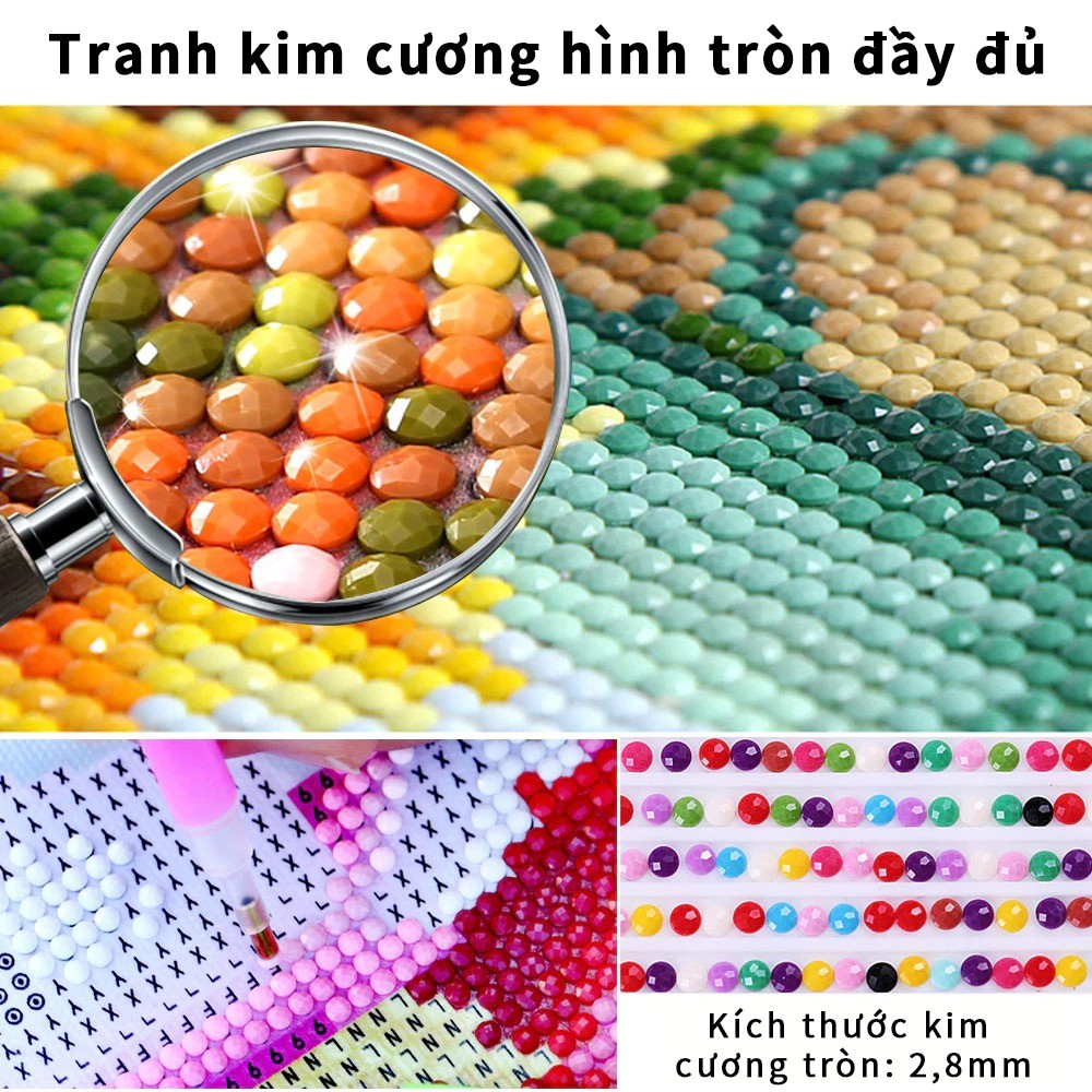 Bộ tranh đính đá hình cô gái hoạt hình 30X40 tự làm DIY