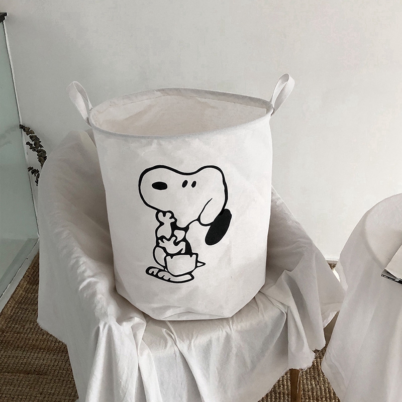 Giỏ Đựng Quần Áo/ Đồ Chơi Bằng Cotton Và Vải Lanh Với Họa Tiết Hình Chú Chó Snoopy Kích Thước 36x48cm