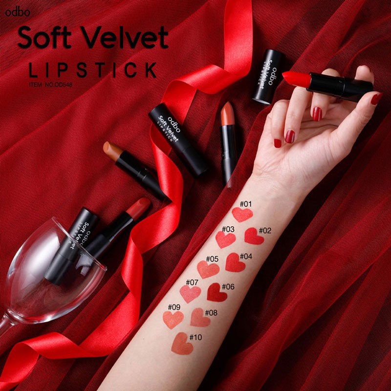 Son thỏi lì Thái Lan Odbo Velvet Soft lip #1,2,3,4,6 - M434