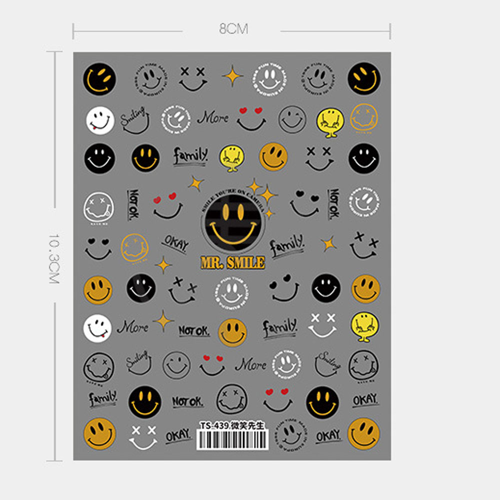 [Hàng mới về] Nhãn dán trang trí móng tay tự dính hình biểu tượng cảm xúc đáng yêu thời trang