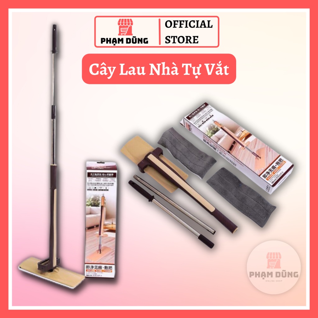 Cây lau nhà tự vắt thông minh kèm 2 bông lau Spin Mop.