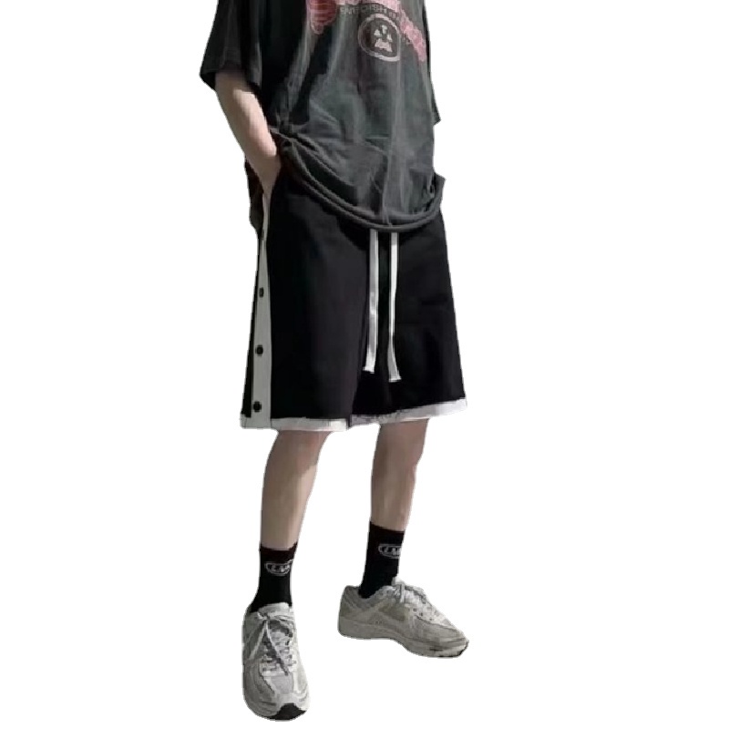 Quần Thể Thao Ống Rộng Đính Nút Bên Hông Thoải Mái Thời Trang Hàn Quốc Cho Nam