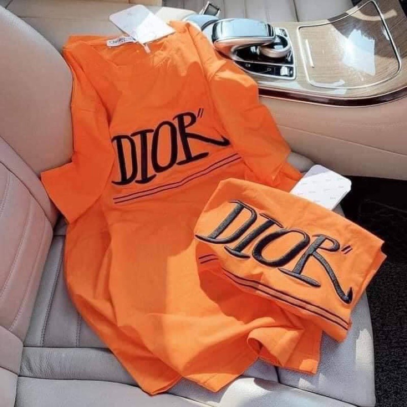áo Dior thêu chữ màu cam [Freeship] form giấu quần chất cực đẹp