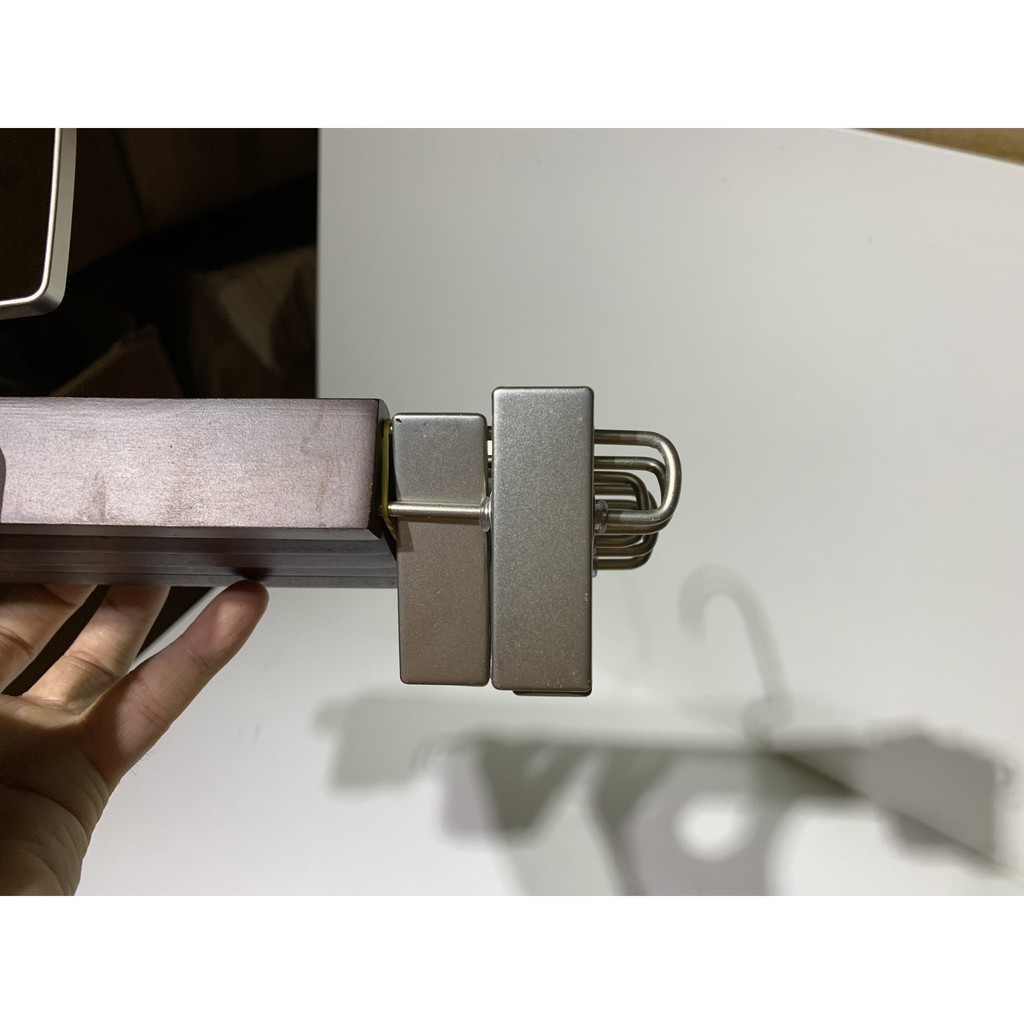 Móc Kẹp Treo Quần Áo Bằng Gỗ, Đầu Kẹp Mạ Crom Sang Trọng Chắn Chắn, Có Đệm Silicon Chống Hằn Quần Áo