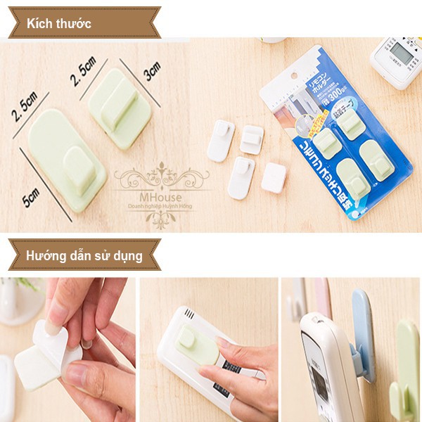 Bộ 2 Móc Dán Cố Định Treo Điều Khiển, Đồ Vật Dính Tường Cao Cấp 88112 Shop Gia Dụng Gia Đình 88