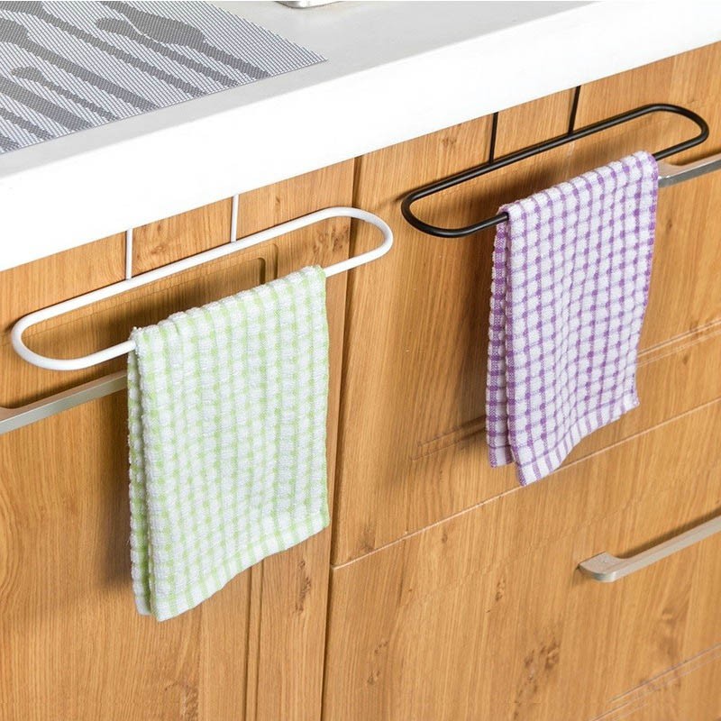 Giá treo khăn để đồ dùng không cần đục lỗ gắn cửa tủ bếp tiện lợi