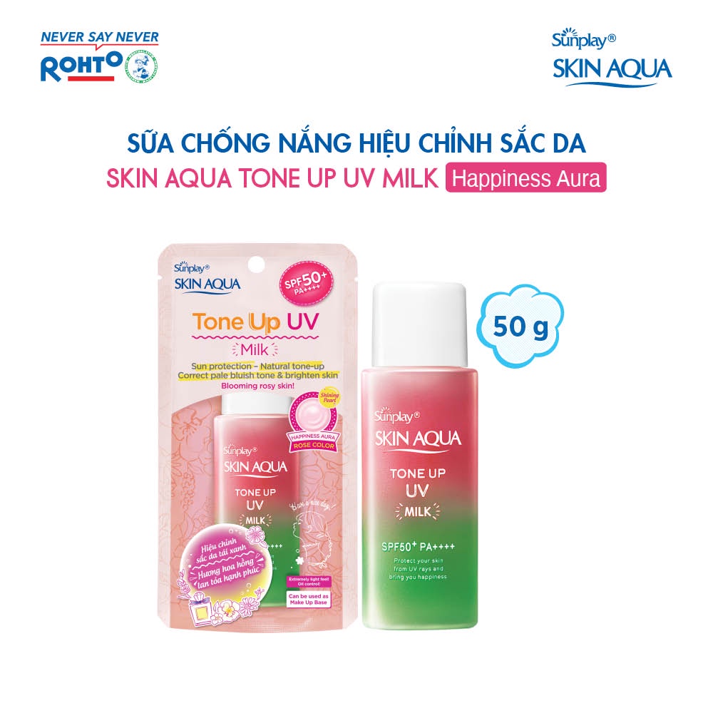 Sữa chống nắng nâng tông dành cho da dầu/hỗn hợp Sunplay Skin Aqua Tone Up UV Happiness Aura(Rose)50g