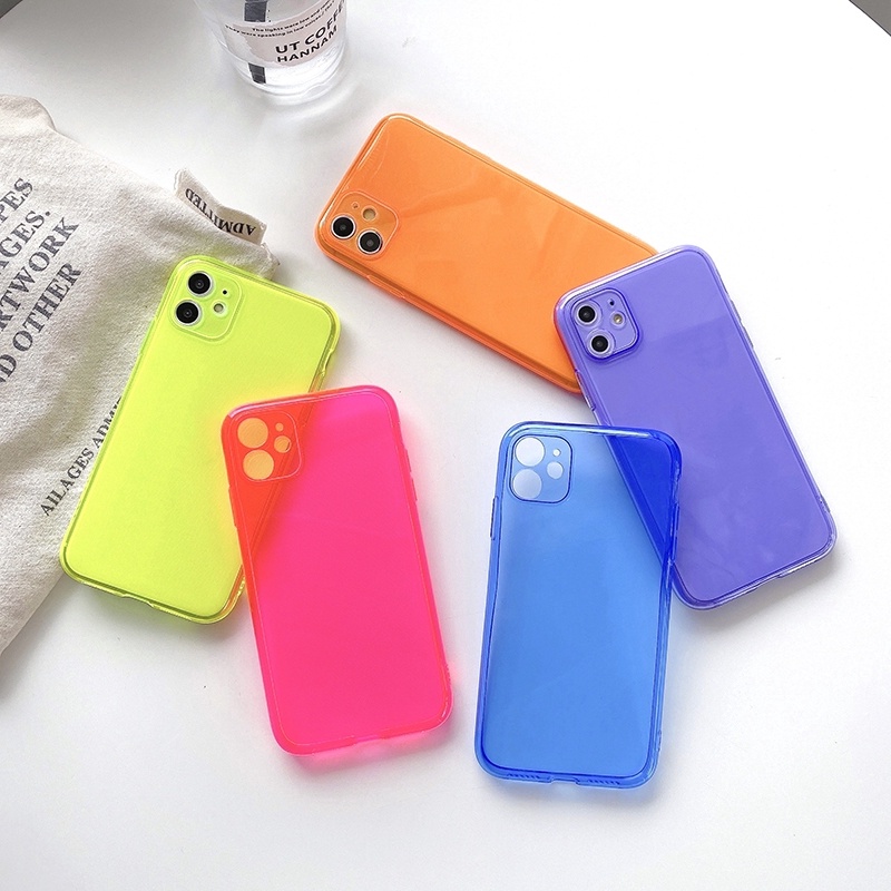 Neon Colored camera Fully Protective Soft TPU Case compatible For iPhone 11 Pro Max XR XS Max 7 8 Plus X 11