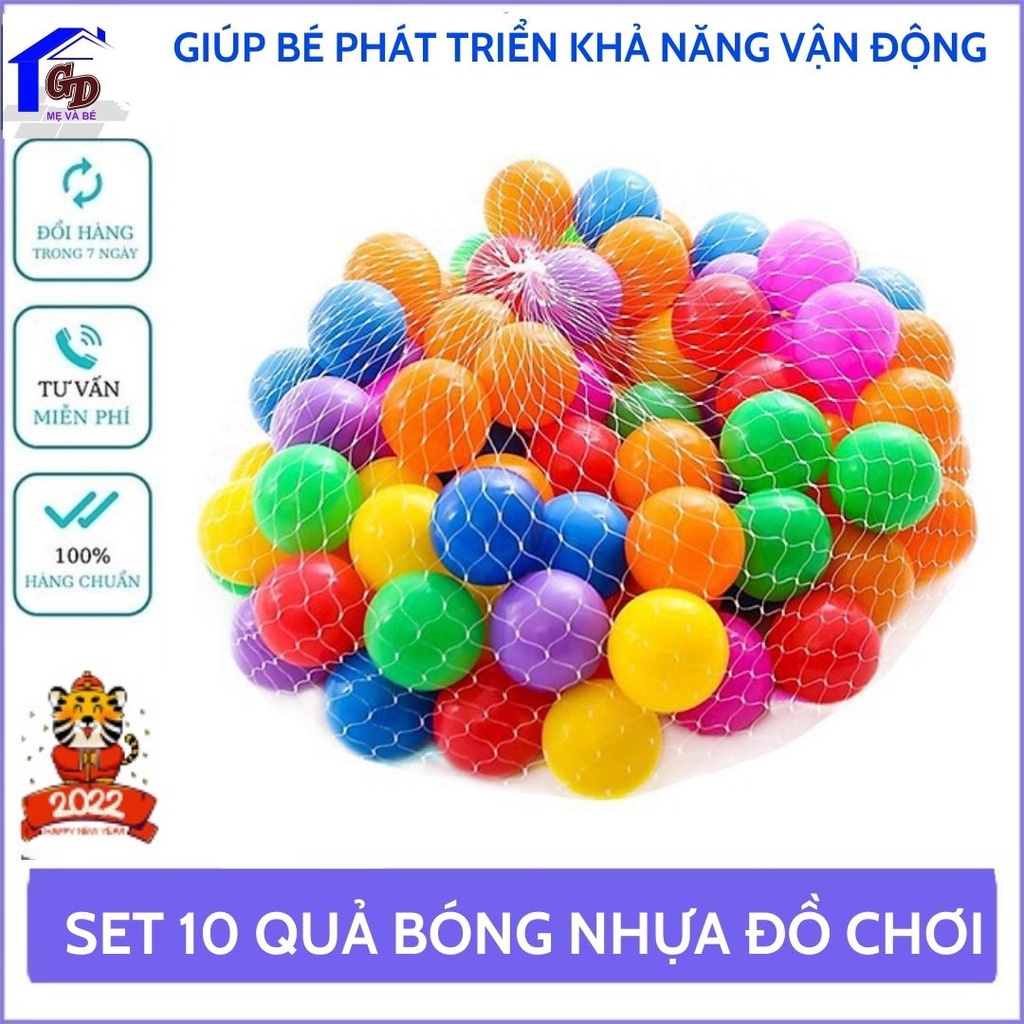 Set 10 Quả Bóng Nhựa Đồ Chơi Cho Bé, Bóng Nhựa Nhà Bóng, Hồ Bơi - Giúp bé yêu phát triển khả năng vận động, linh hoạt