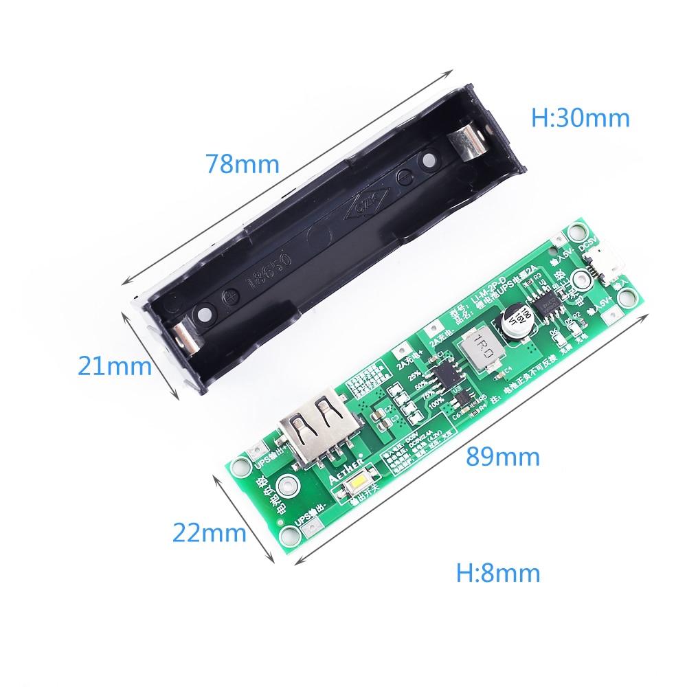 UPS Power Supply Battery Charging Board 18650 Lithium Charger Protection Boost Converter Step UP Module 5V 1A 2A