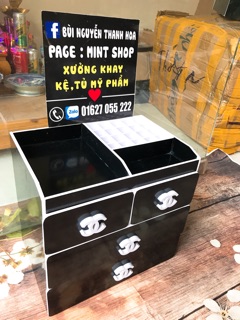 tủ đựng mỹ phẩm 4 tầng đen