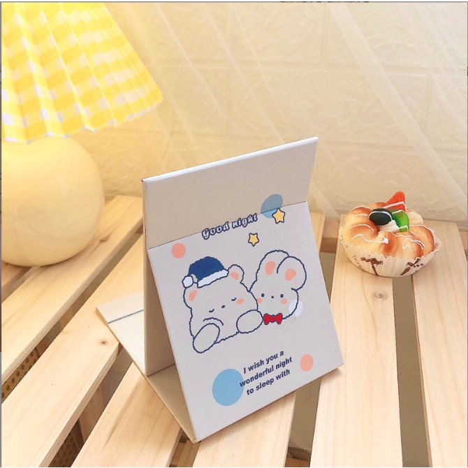 Gương bìa gập để bàn size nhỏ chủ đề gấu thỏ dễ thương BAG U GUONGGAUTHO25