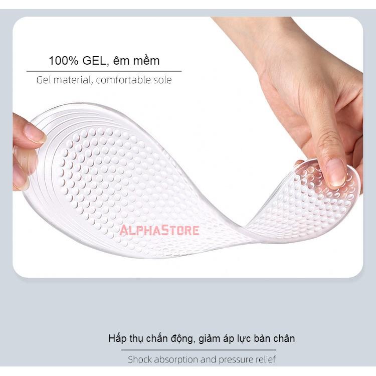 Cặp Lót Giày Massage Chân Silicon GEL Cao Cấp - Lót Chống Đau Chân Khi Đi Nhiều, Đứng Lâu, Dùng Cho Cả Giày Nam Và Nữ