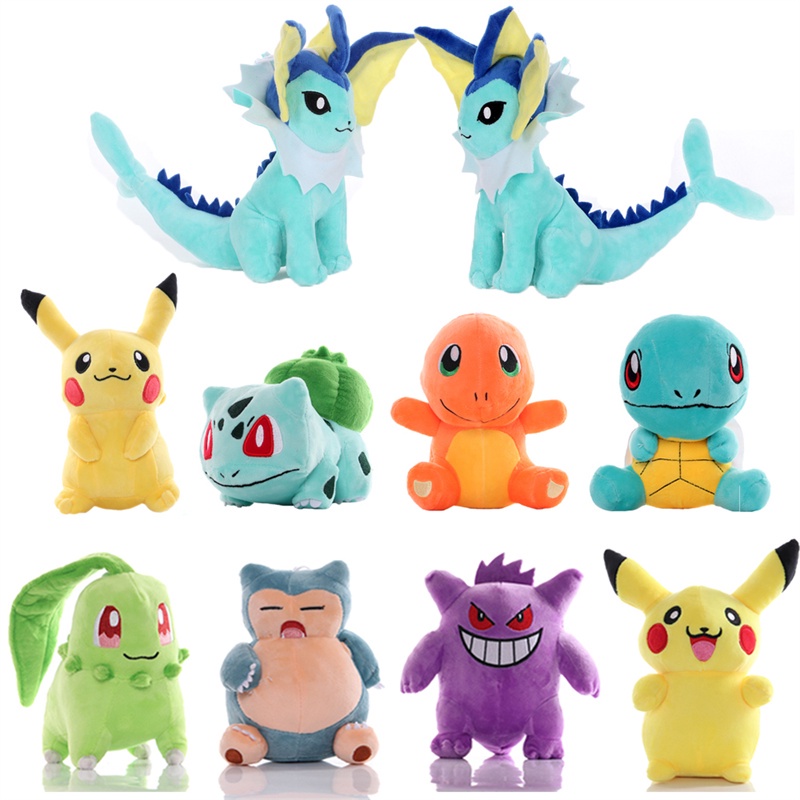 Thú Nhồi Bông Hình Pokemon Squirtle Charmander Gengar Bulbasaur Chikorita Vaporeon