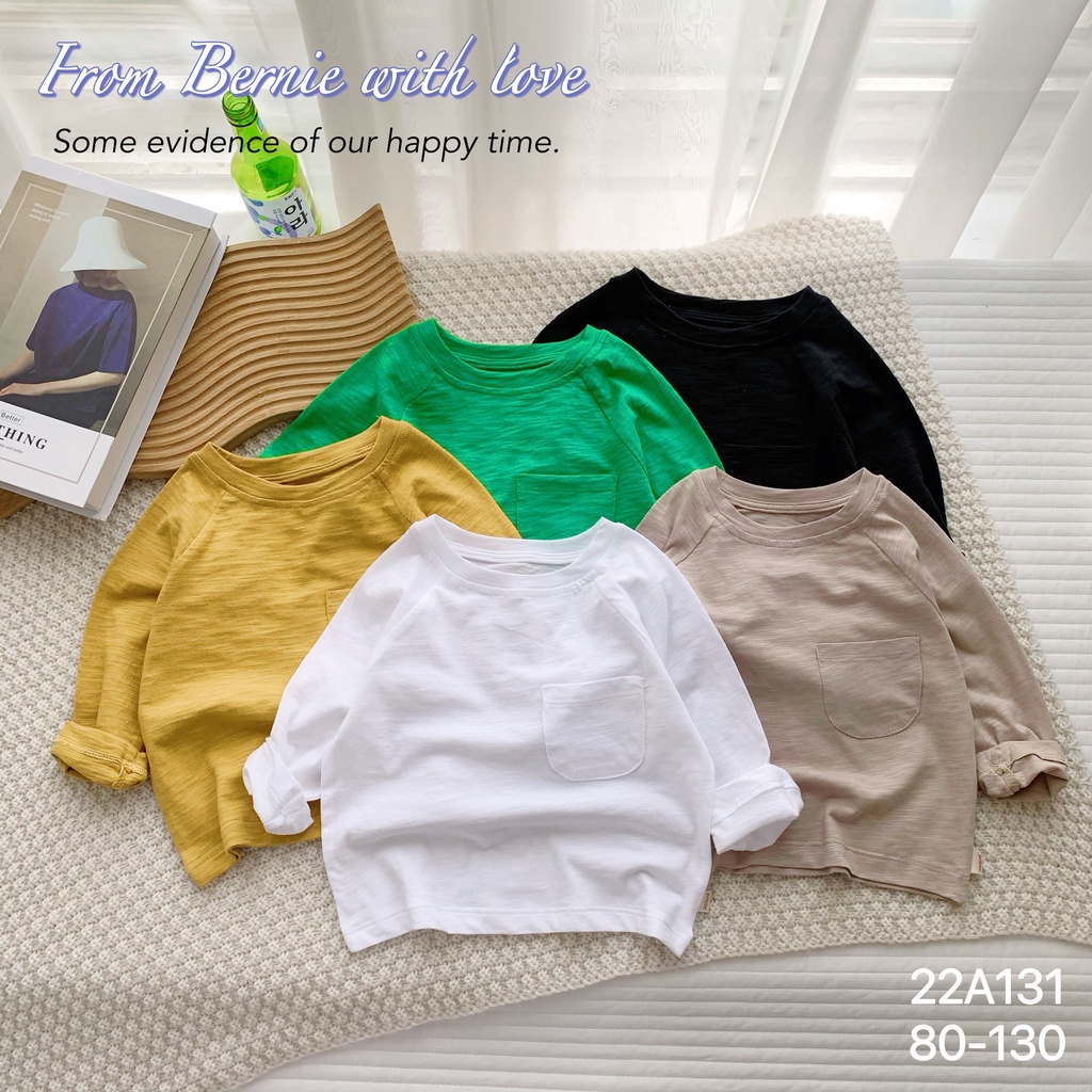 Áo cotton xước dài tay Bernie mềm, thoáng cho bé trai bé gái