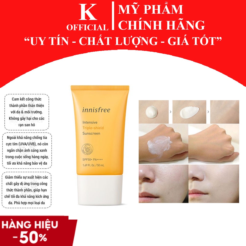 Kem chống nắng Innisfree intensive sunscreen SPF 50+/PA++++ 50ml