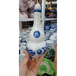 Nậm rượu cúng bát tràng sứ in rồng phượng xanh