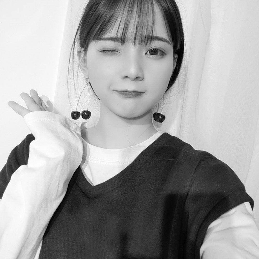 USNOW 1 Đôi Bông Tai Dáng Dài Hình Trái Cherry Đỏ Thời Trang Cho Nữ