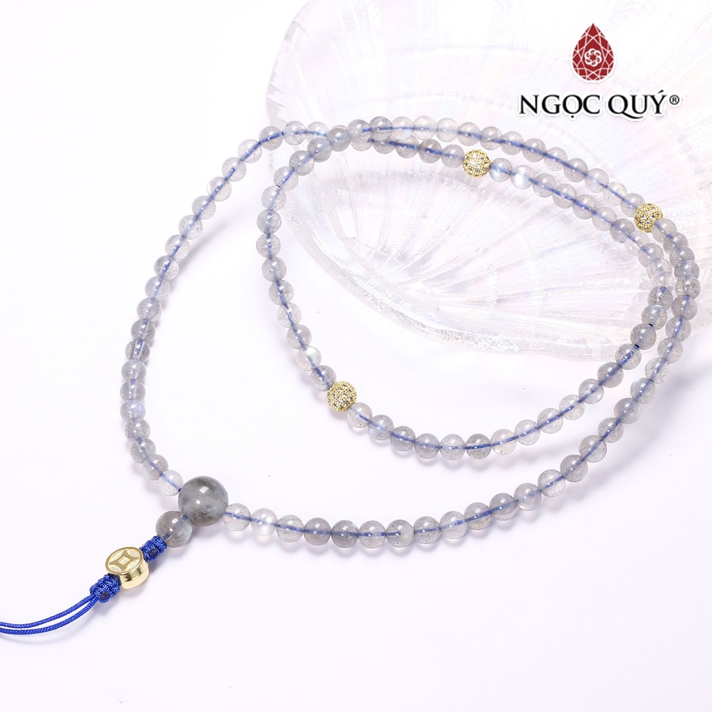 Vòng chuỗi 108 hạt đá xà cừ xám- Ngọc Quý