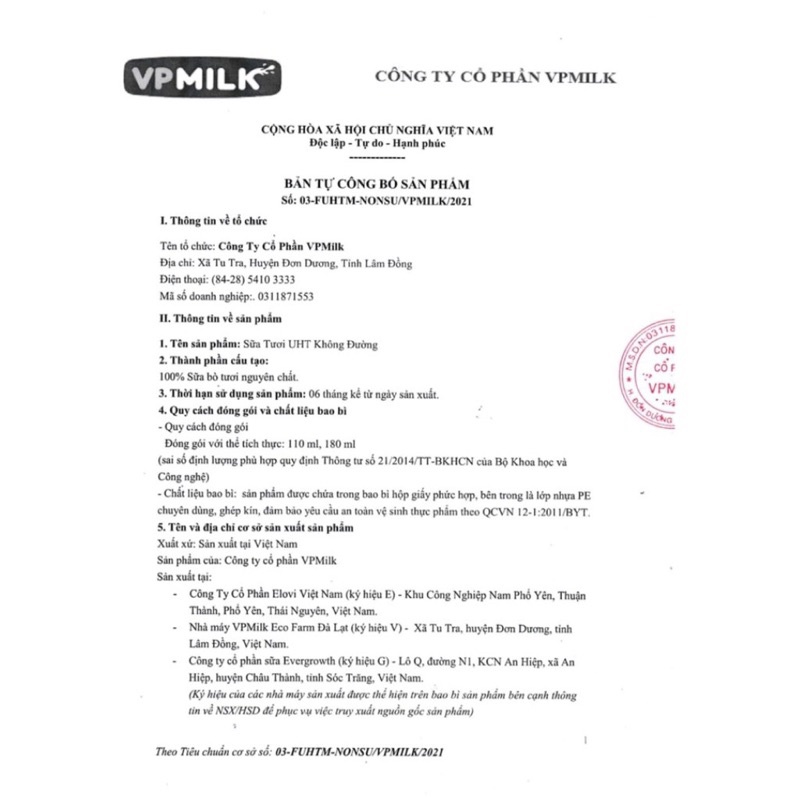 Sữa tươi Đà Lạt true milk