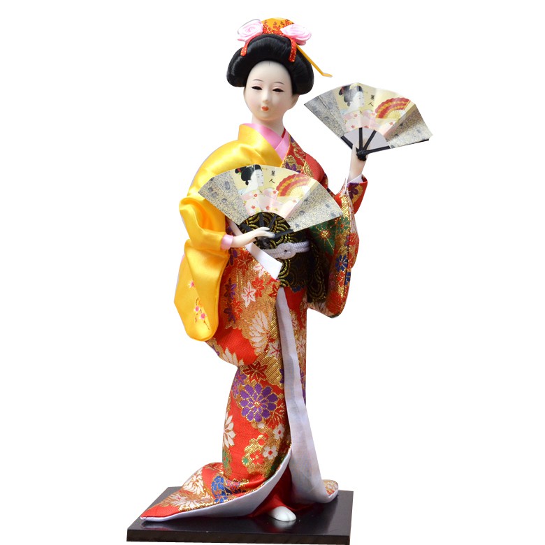 Mô Hình Búp Bê Geisha Mặc Kimono Kích Thước 14 Inch Phong Cách Nhật Bản