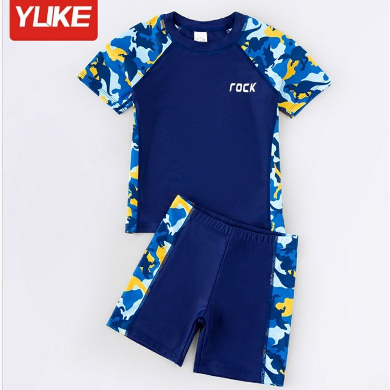 Quần áo bơi tay ngắn , quần ngắn cho bé trai mẫu Rock size 18-50kg YY1727