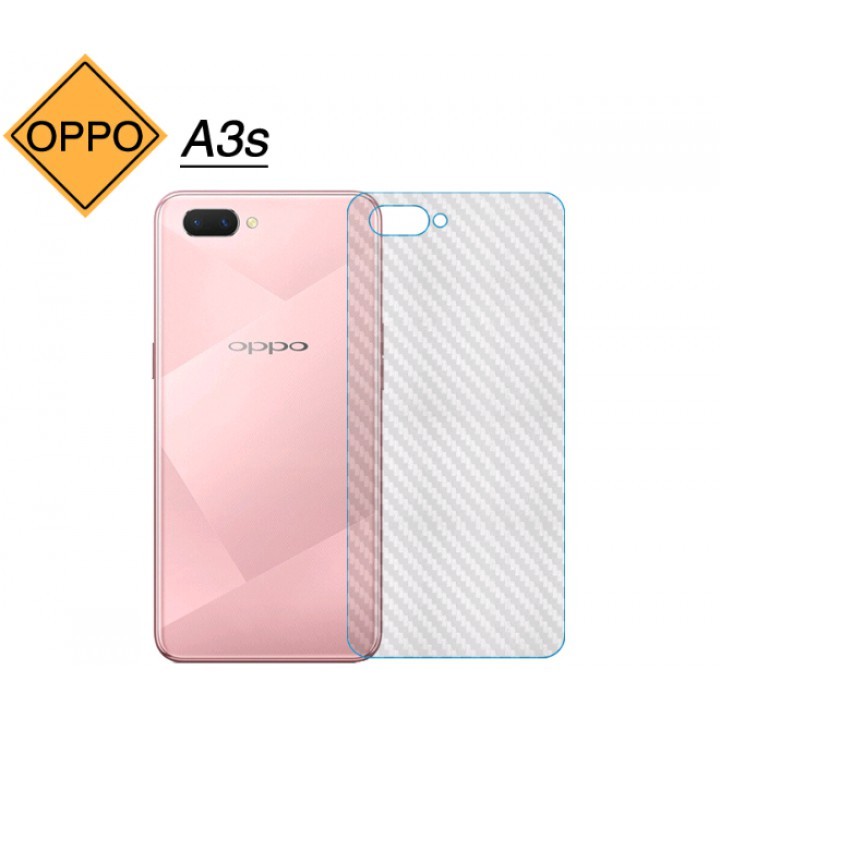 Bộ 3 tấm dán lưng mặt sau vân carbon 3D trong suốt cho điện thoại OPPO A3S, OPPO A1K, Realme C1, Realme C2