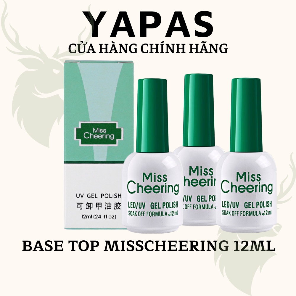 Base top lì nail MissCheering Yapas 12ml , Sơn lót liên kết móng và top bóng mờ bảo vệ sơn gel móng cao cấp