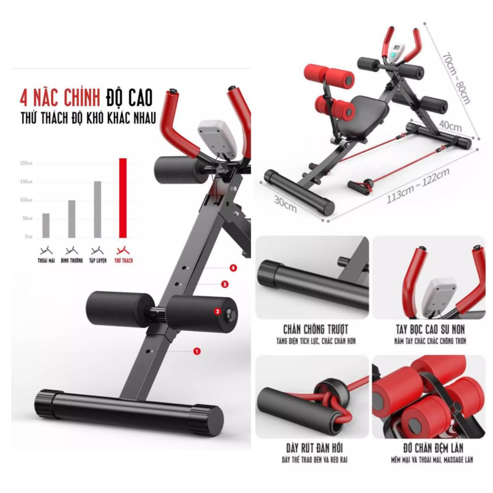 Máy tập cơ bụng đa năng- Máy tập gym tại nhà, dụng cụ tập thể dục đa năng- Chất liệu thép chịu lực BẢO HÀNH 2 NĂM