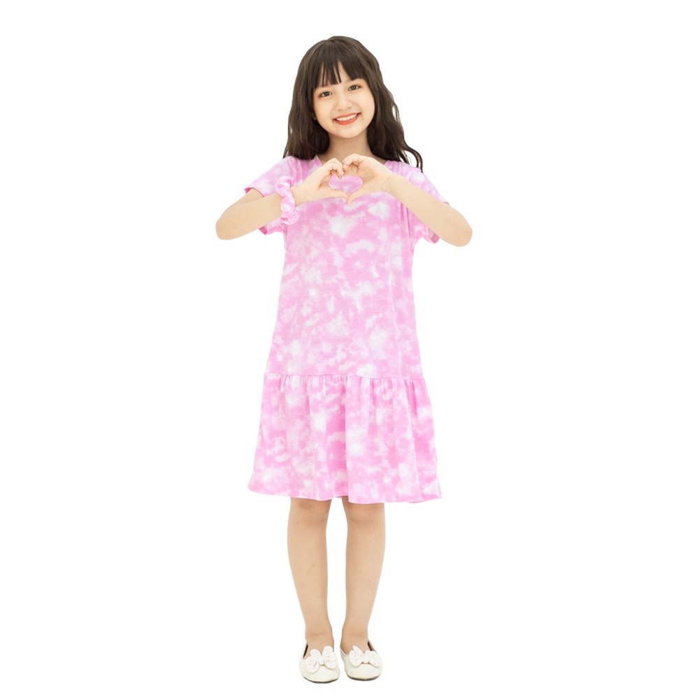 Váy cho bé gái size đại, váy cotton bé gái, màu hồng loang, 20-40 kg, KYO293, K3